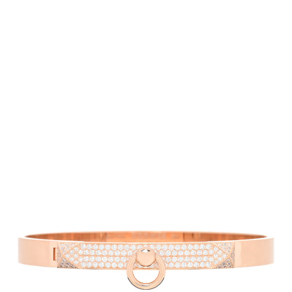 Hermes 18K Rose Gold Diamond PM Collier De Chien Pave Bracelet SH 1 of 4