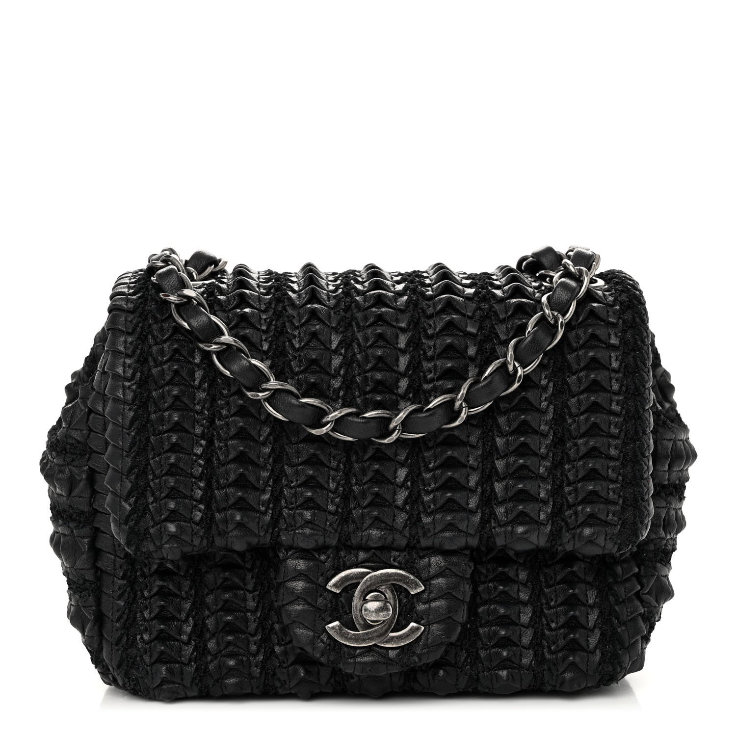 Chanel Lambskin Crochet Embroidered Small Flap Black 1 of 11