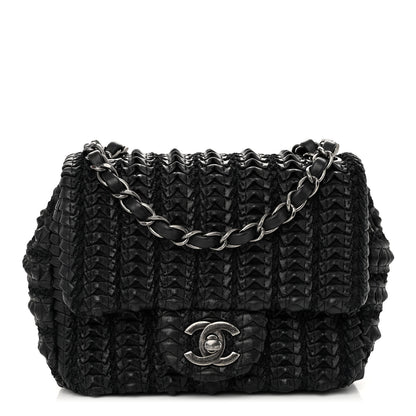 Chanel Lambskin Crochet Embroidered Small Flap Black 1 of 11