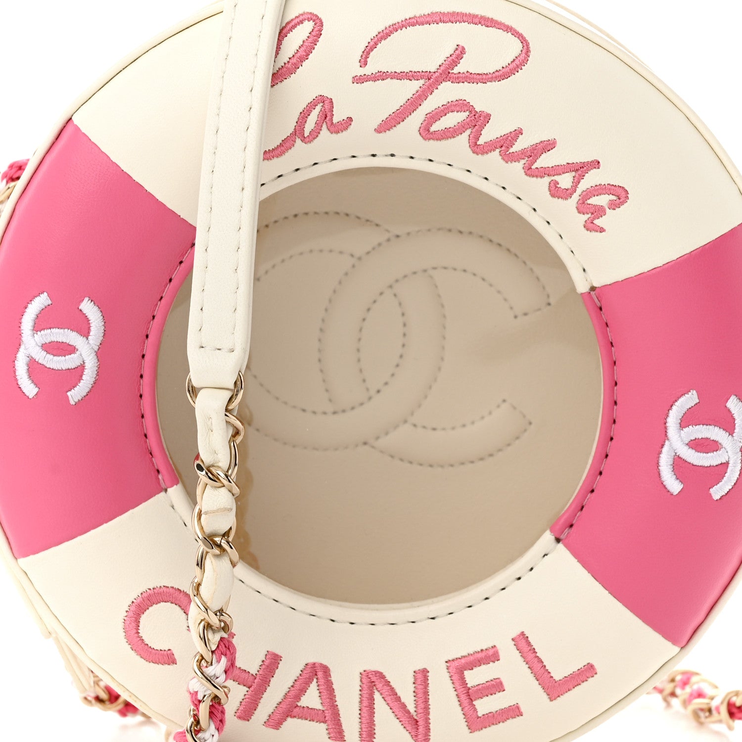 Chanel Lambskin Coco Lifesaver Round Bag Pink White 8 of 13
