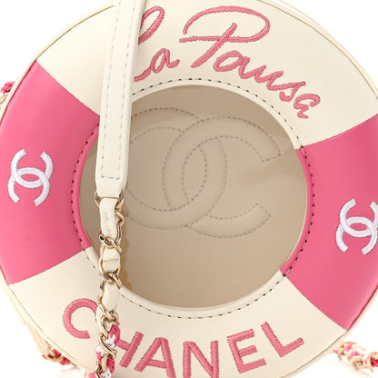 Chanel Lambskin Coco Lifesaver Round Bag Pink White 8 of 13