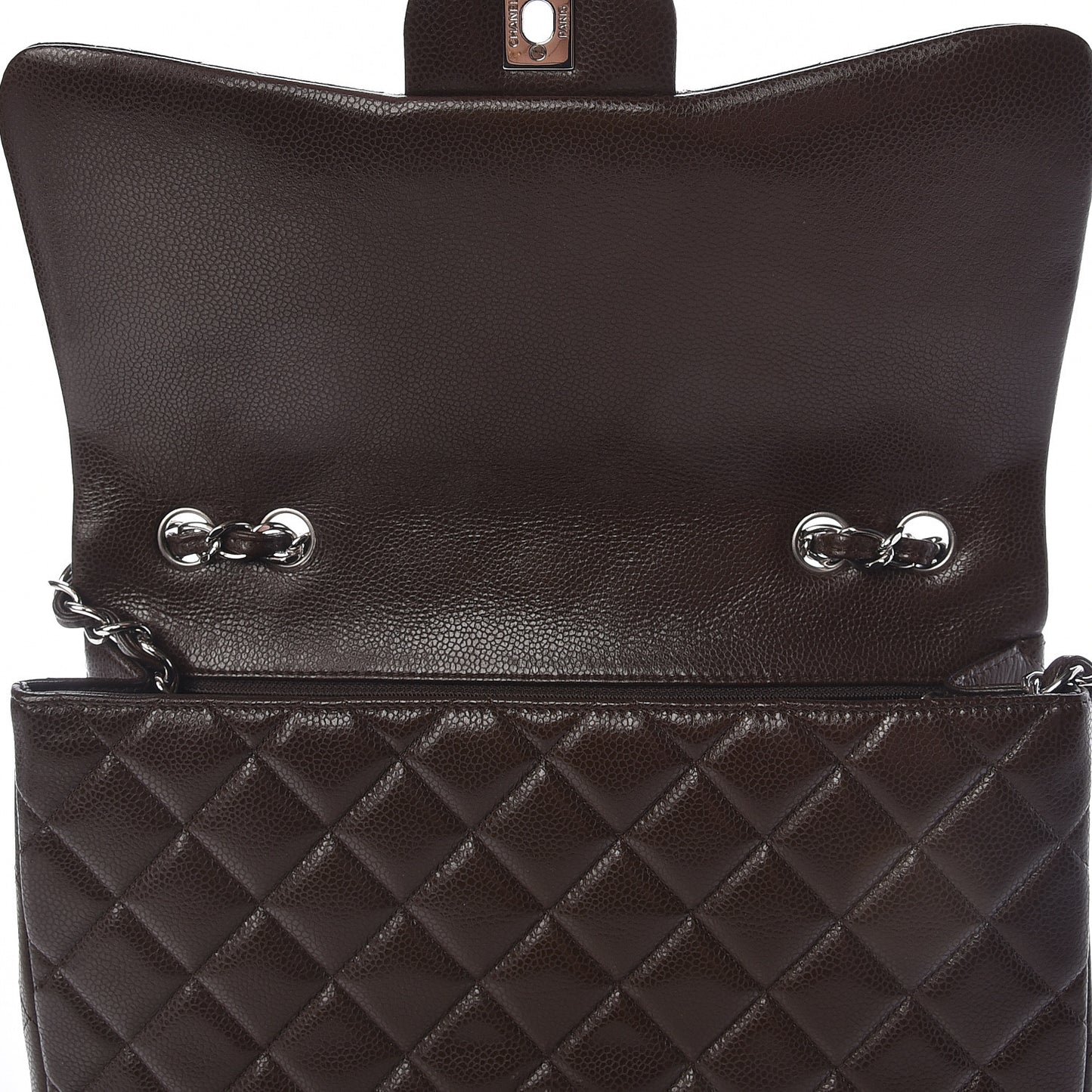 Caviar Quilted Jumbo Single Flap Dark Brown