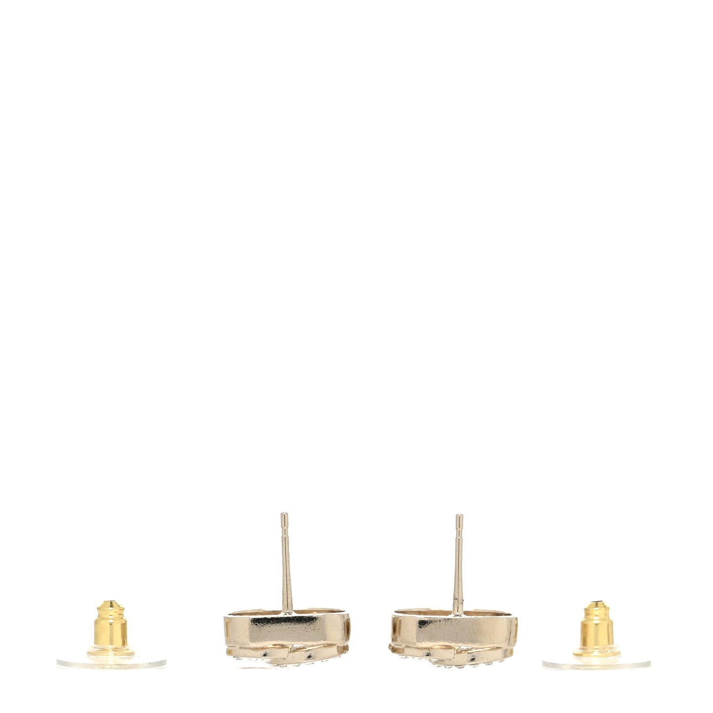 Metal Crystal Square CC Earrings Gold