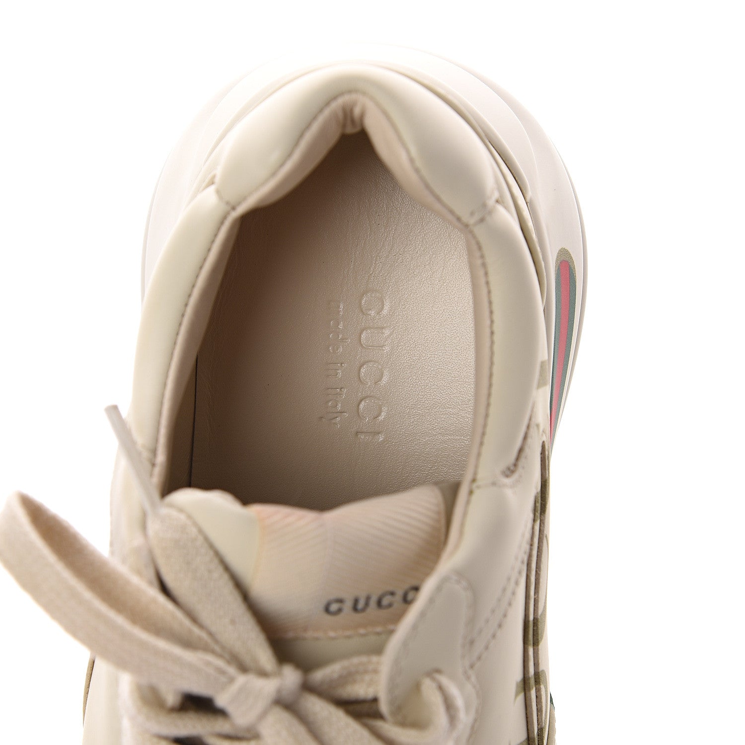 Gucci Calfskin Logo Womens Rhyton Sneakers 36.5 Ivory 6 of 7
