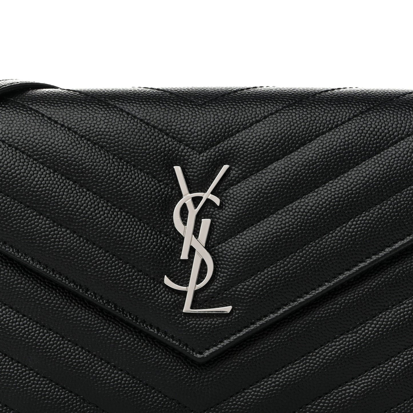 Grain De Poudre Matelasse Chevron Monogram Chain Wallet Black