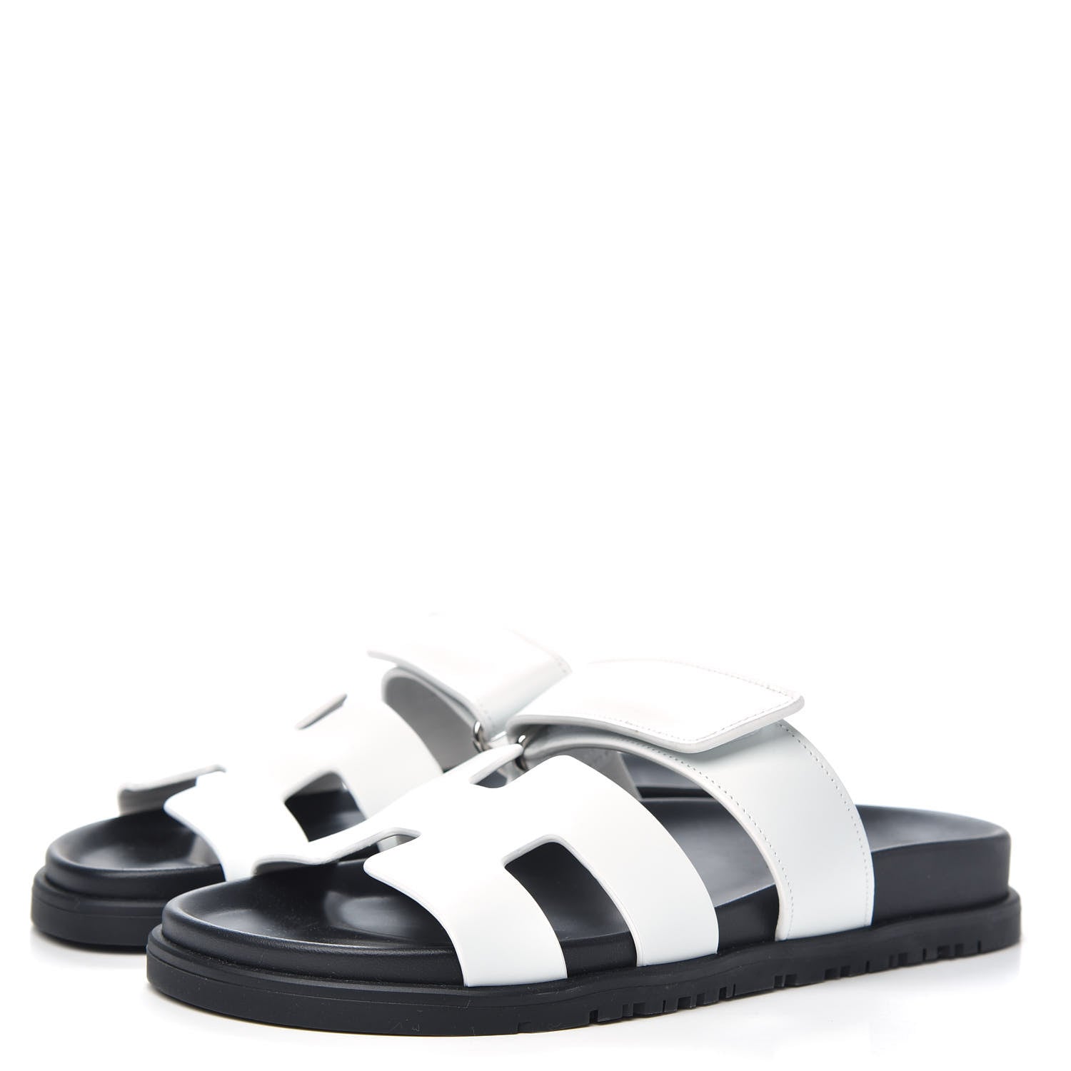Hermes Calfskin Womens Chypre Sandals 37.5 White 3 of 9