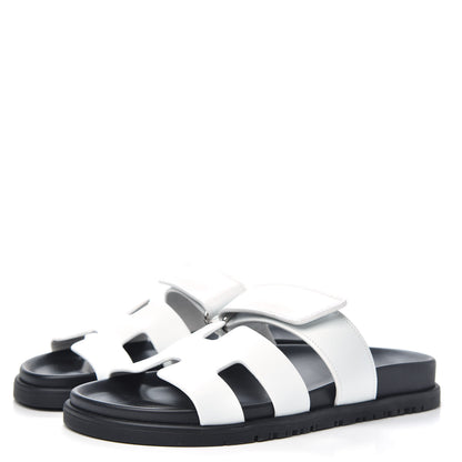 Hermes Calfskin Womens Chypre Sandals 37.5 White 3 of 9