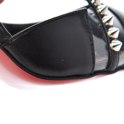 Christian Louboutin Kid PVC Spike Cross 100 Pumps 36.5 Black Silver 10 of 13