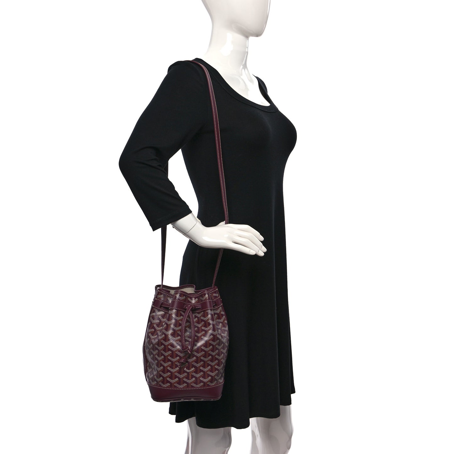 Goyardine Petit Flot Bucket Bag PM Burgundy
