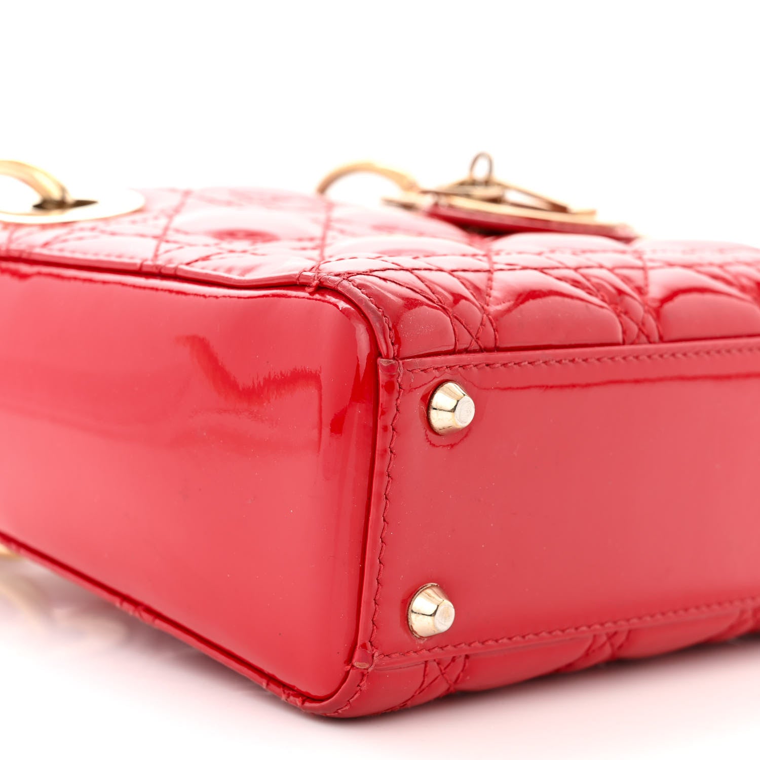 Christian Dior Patent Cannage Mini Lady Dior Red 9 of 11
