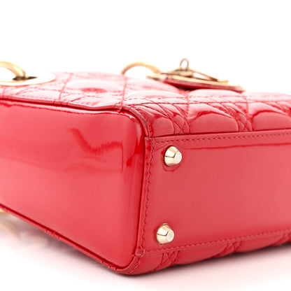 Christian Dior Patent Cannage Mini Lady Dior Red 9 of 11