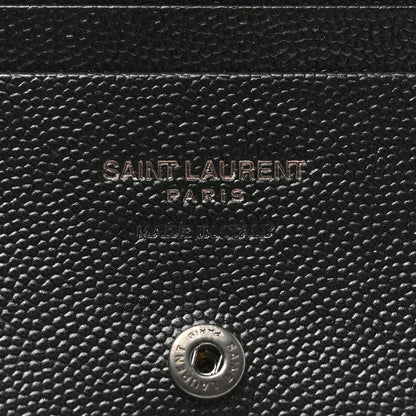 Saint Laurent Grain De Poudre Matelasse Chevron Monochrome Monogram Flap Card Case Black 7 of 10