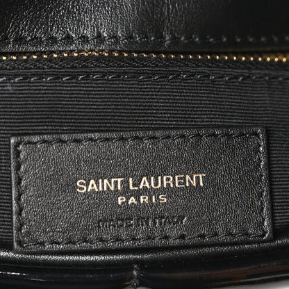 Saint Laurent Patent Quilted Small Loulou Puffer Monogram Chain Satchel Black 5 of 9