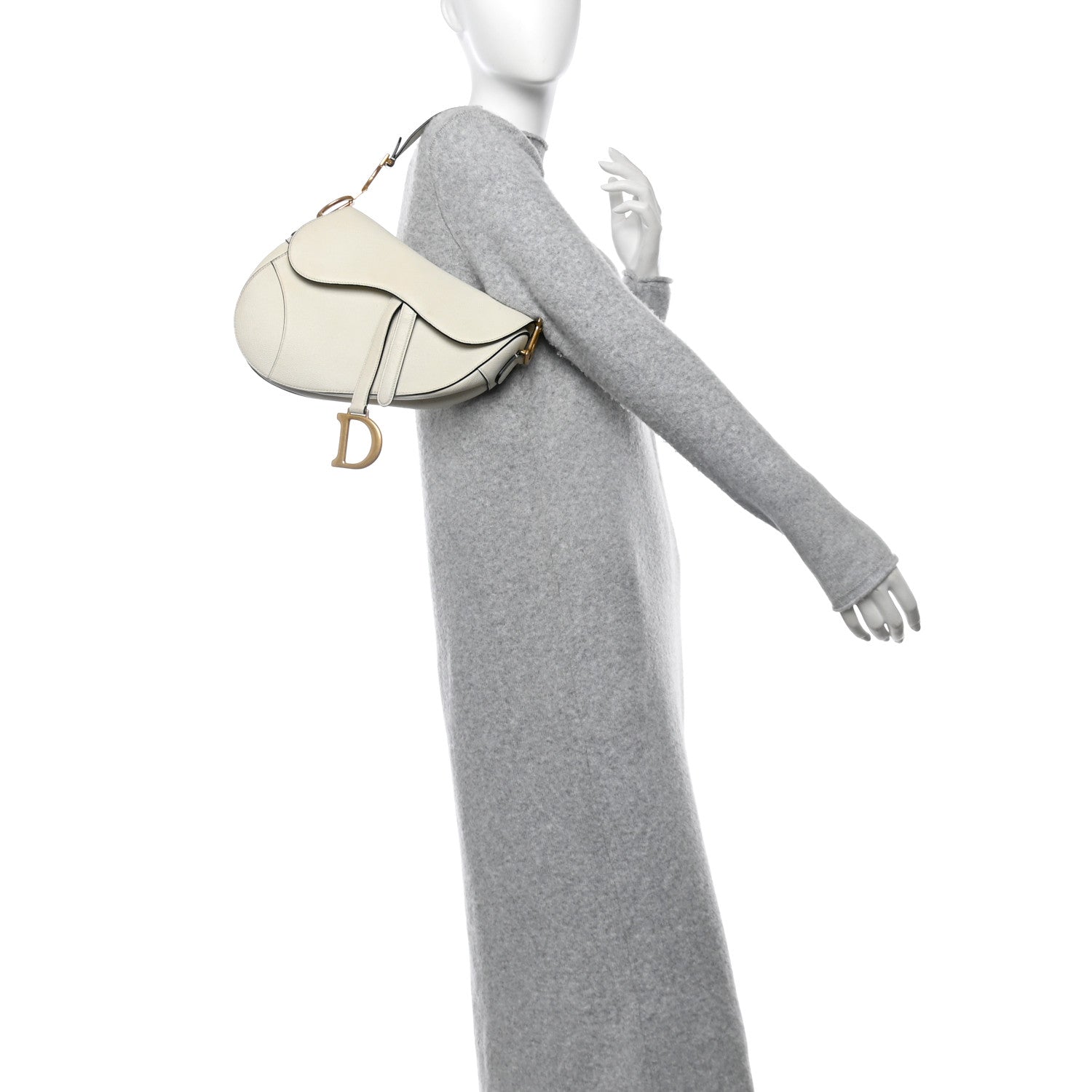 Christian Dior Grained Calfskin Saddle Bag White 2 of 16