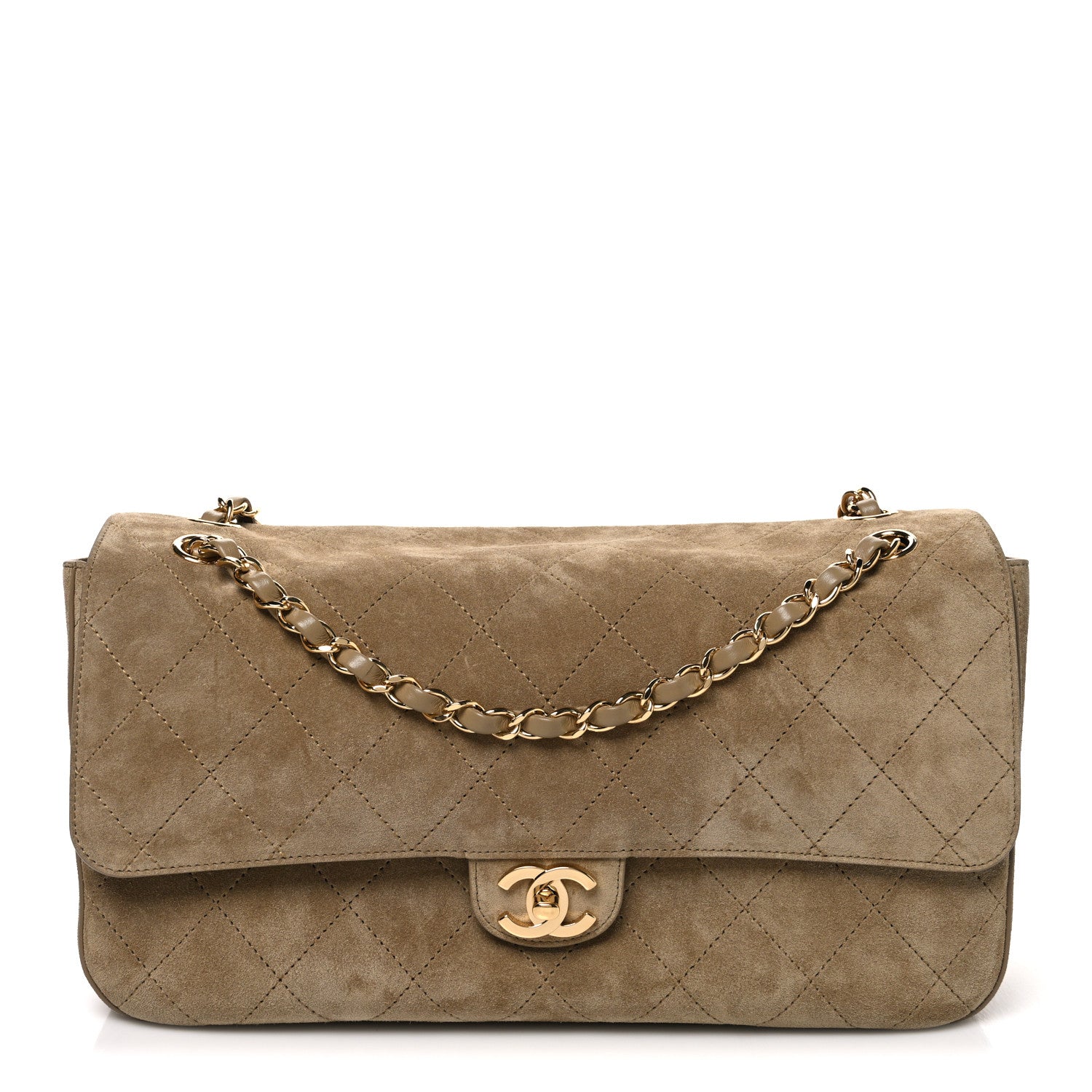 Chanel Suede Calfskin Small Souplissimo Maxi Flap Dark Beige 1 of 11