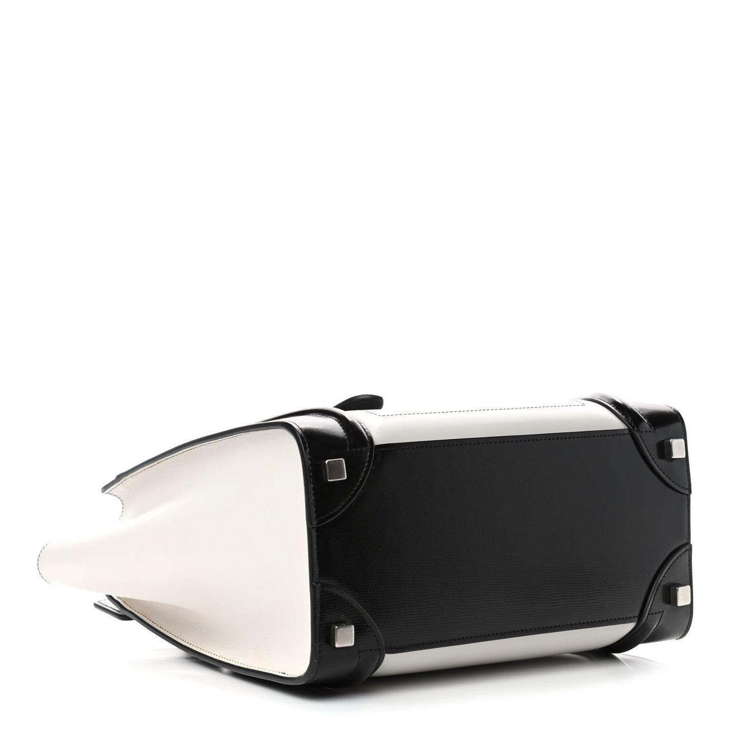 Sleek Calfskin Micro Bi-Color Luggage Black White