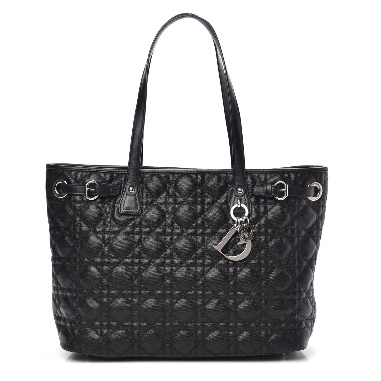 Coated Canvas Cannage Medium Panarea Tote Black