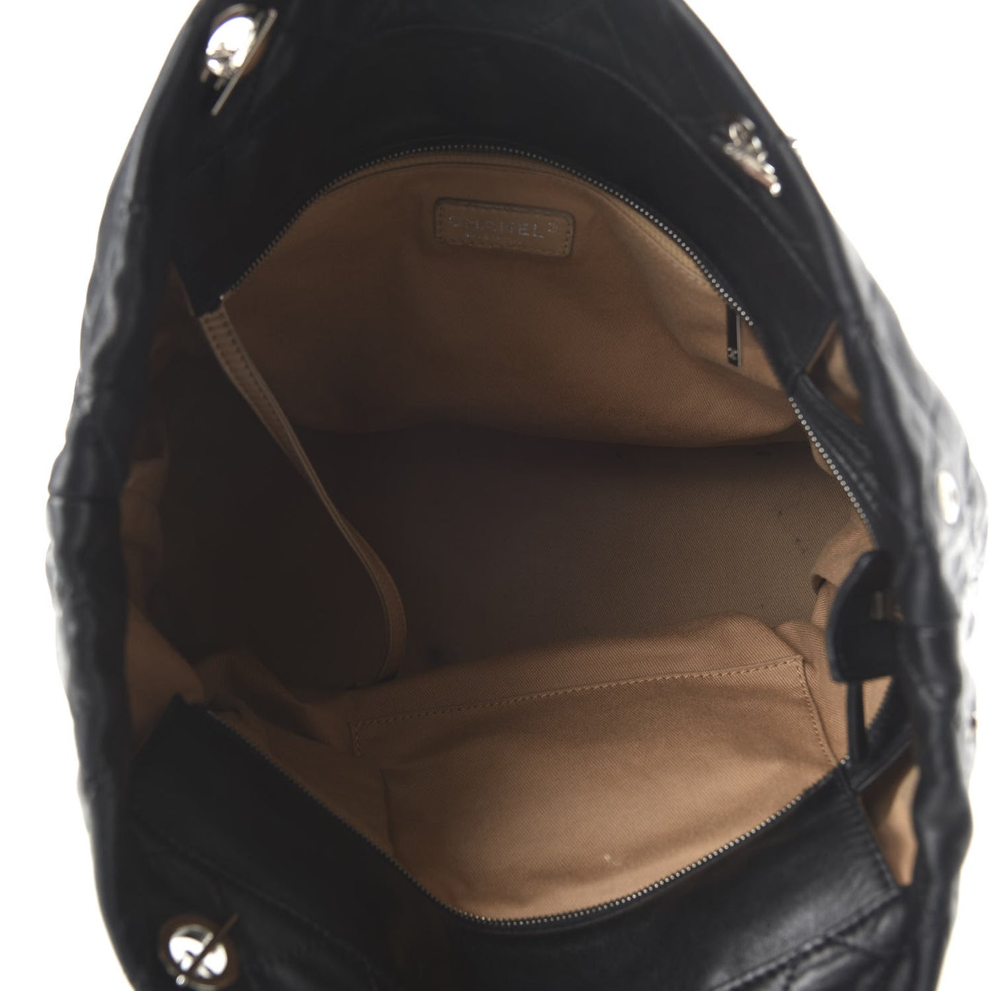 Calfskin Stitched Large VIP Shopping Tote Black