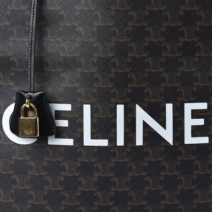 Celine Triomphe Canvas Calfskin Large Vertical Cabas Black 9 of 9