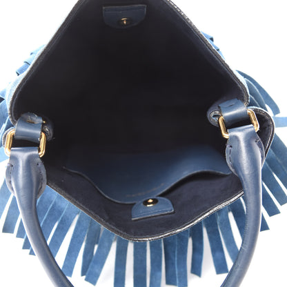 Burberry Prorsum Suede Fringe Bucket Bag Blue 5 of 11