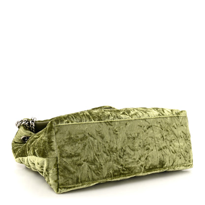 Saint Laurent Crushed Velvet Quilted Small Loulou Puffer Monogram Chain Satchel Green 4 of 10