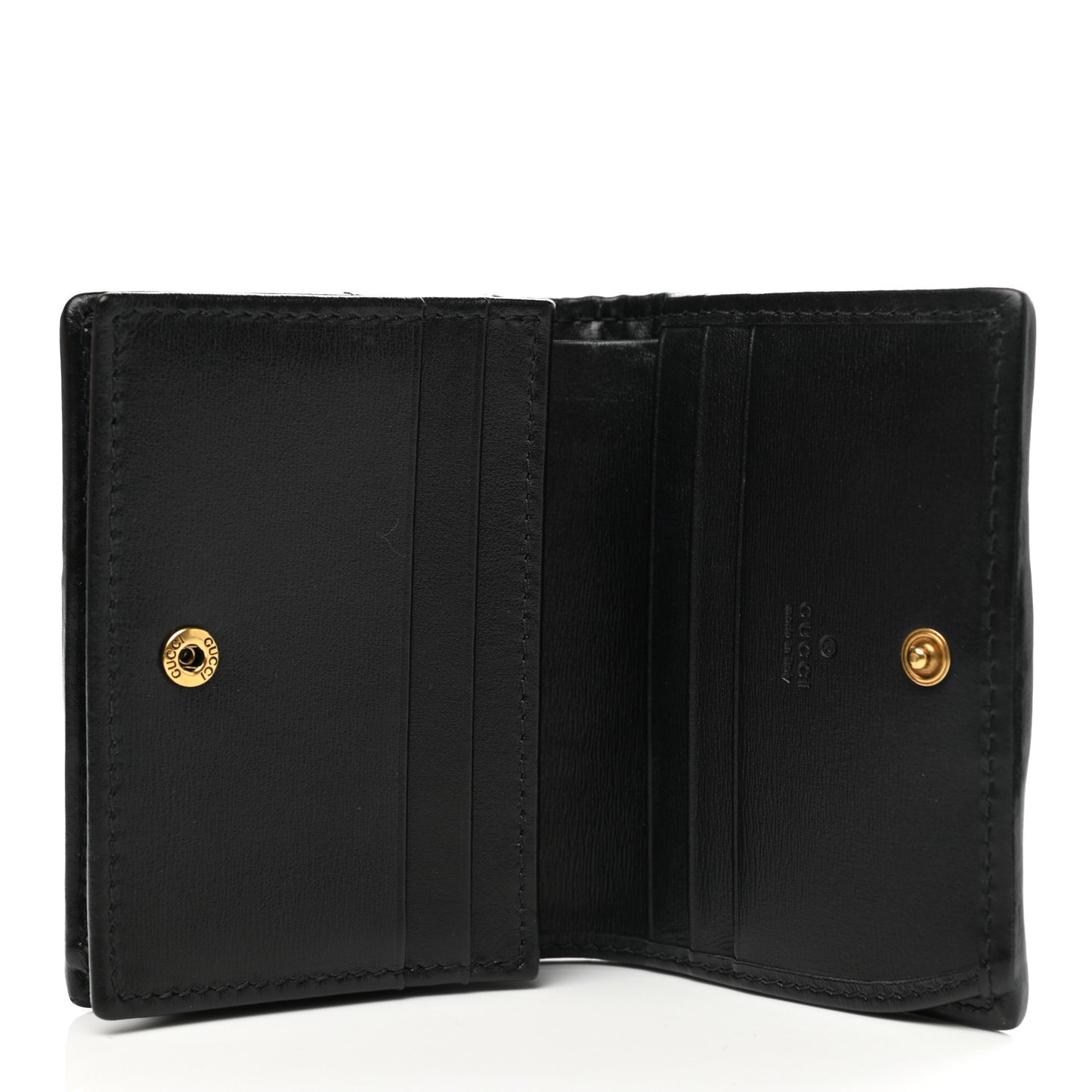 Calfskin Web Trapuntata GG Marmont Card Case Wallet Black