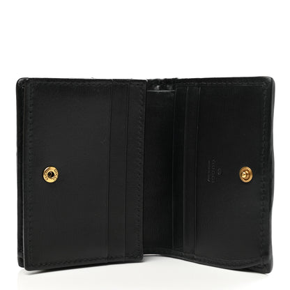 Gucci Calfskin Web Trapuntata GG Marmont Card Case Wallet Black 6 of 9