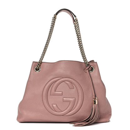 Gucci Pebbled Calfskin Medium Soho Chain Shoulder Bag Dark Cipria 1 of 18