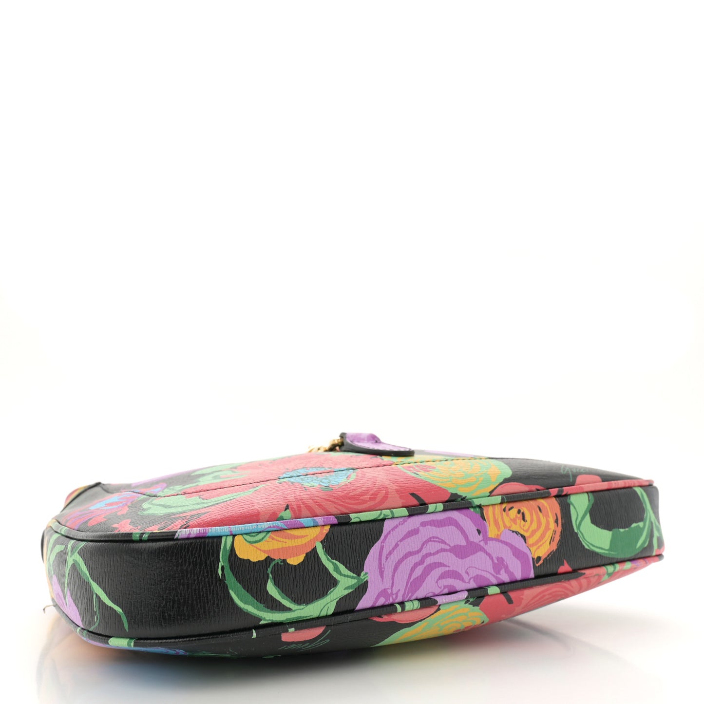 X KEN SCOTT New Shangai Calfskin Jenny Floral Print Small Jackie 1961 Hobo Black Pink