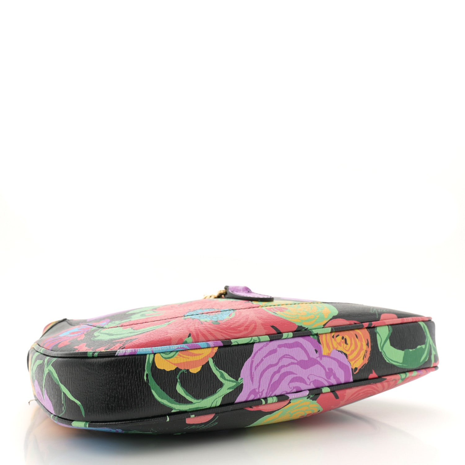 Gucci X KEN SCOTT New Shangai Calfskin Jenny Floral Print Small Jackie 1961 Hobo Black Pink 4 of 12