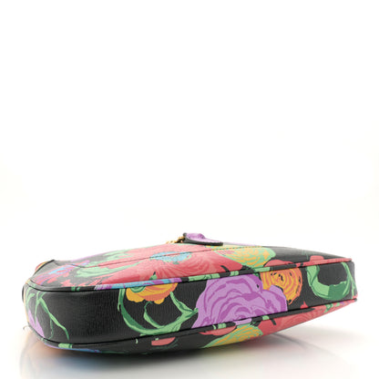 Gucci X KEN SCOTT New Shangai Calfskin Jenny Floral Print Small Jackie 1961 Hobo Black Pink 4 of 12