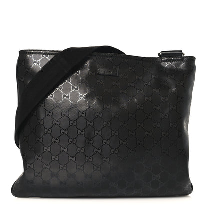 Gucci Imprime Monogram Medium Flat Messenger Bag Black 1 of 10