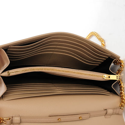 Saint Laurent Grain De Poudre Monogram Chain Wallet Dark Beige 5 of 7