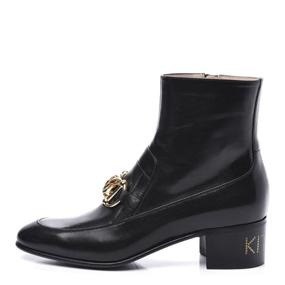 Gucci Goatskin Kitten Chain Horsebit Ankle Boots 39 Black 1 of 10