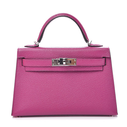 Hermes Chevre Mysore Mini Kelly Sellier 20 Rose Pourpre 1 of 28