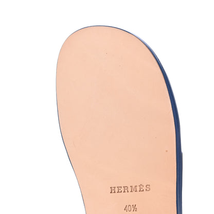 Hermes Calfskin Mens Izmir Sandals 40.5 Black Mediterrane 10 of 12
