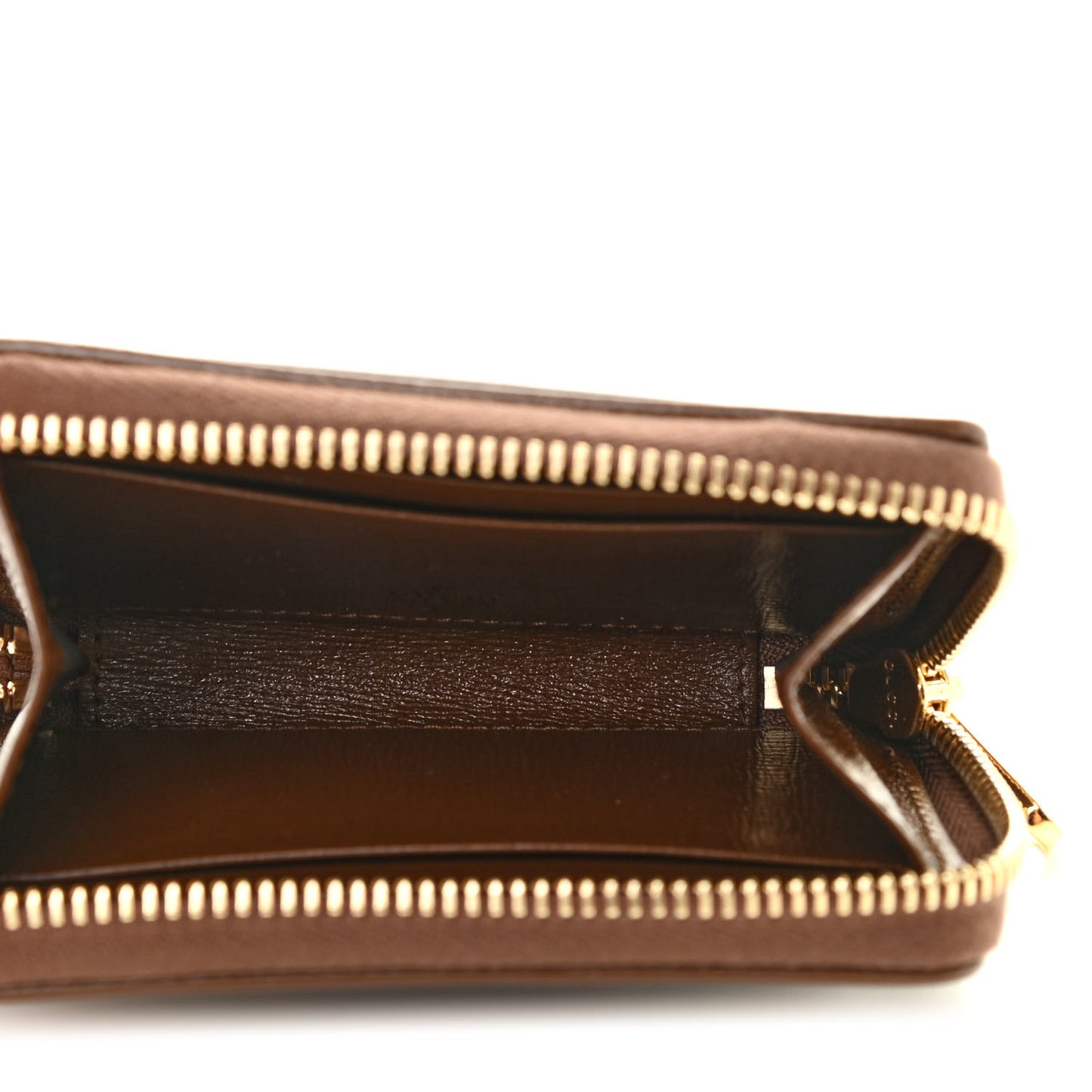 GG Supreme Monogram Azalea Calfskin Horsebit 1955 Zip Around ID Card Case Wallet Beige Ebony Brown Sugar