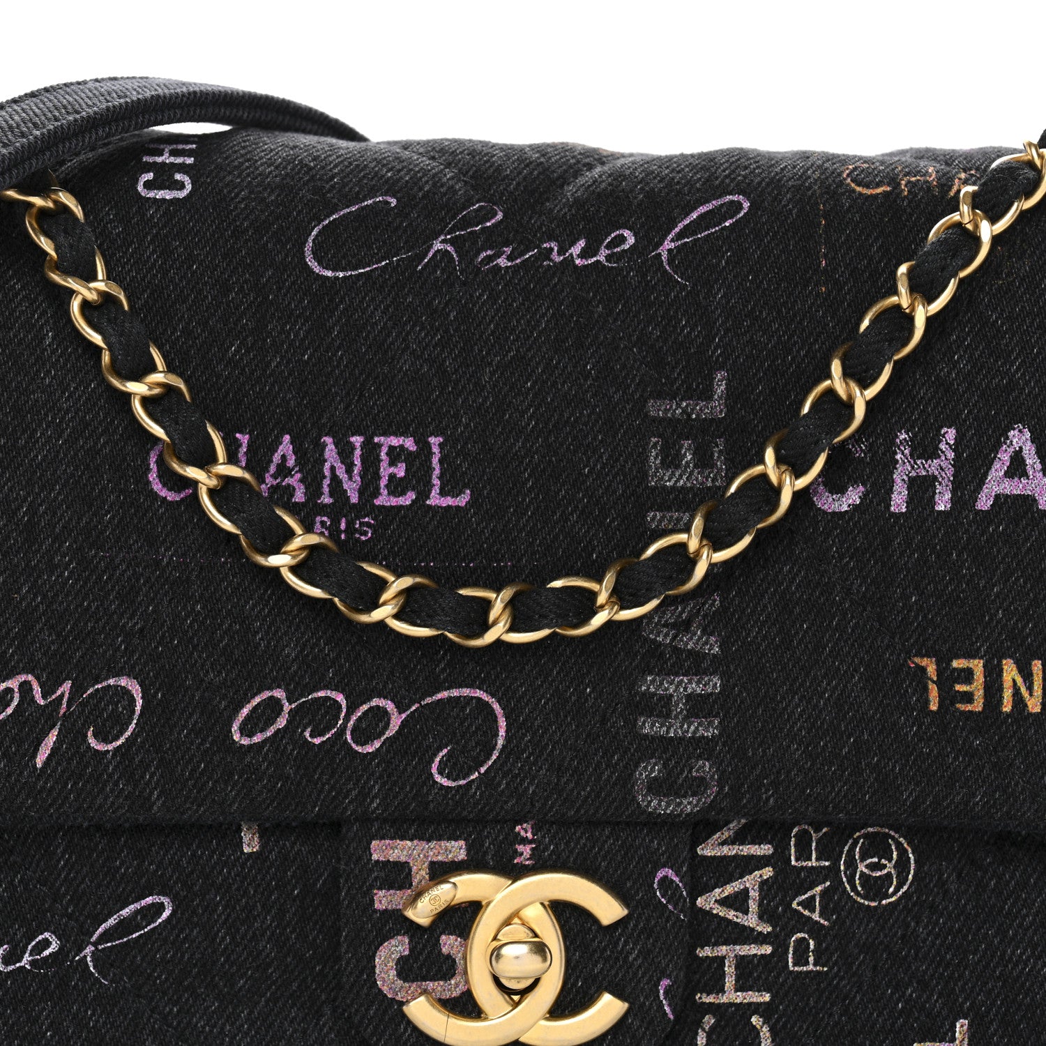 Chanel Denim Quilted Denim Mood Large Flap Black Multicolor 8 of 11