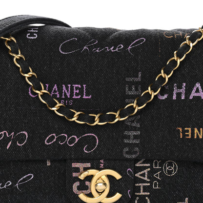 Chanel Denim Quilted Denim Mood Large Flap Black Multicolor 8 of 11