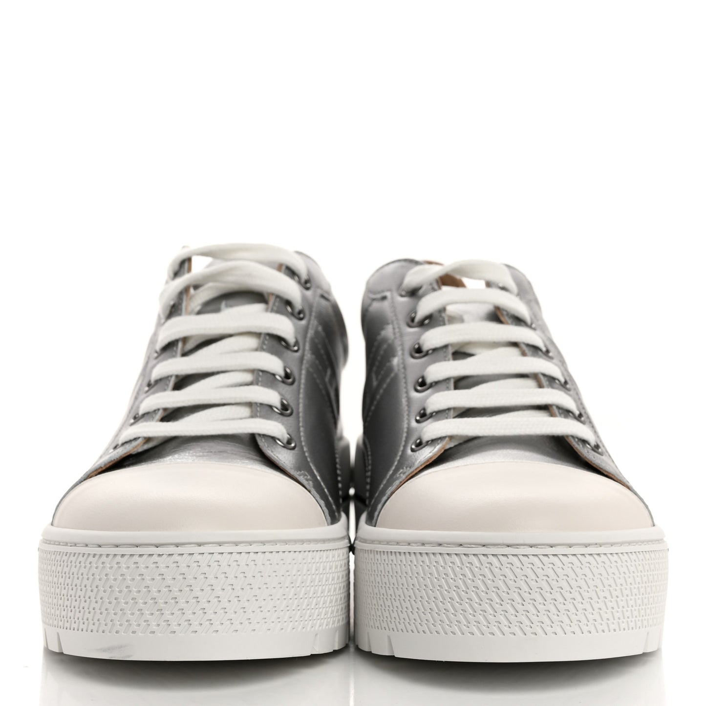 Metallic Madame Calfskin Womens Voltage Sneakers 39 Gris Argente
