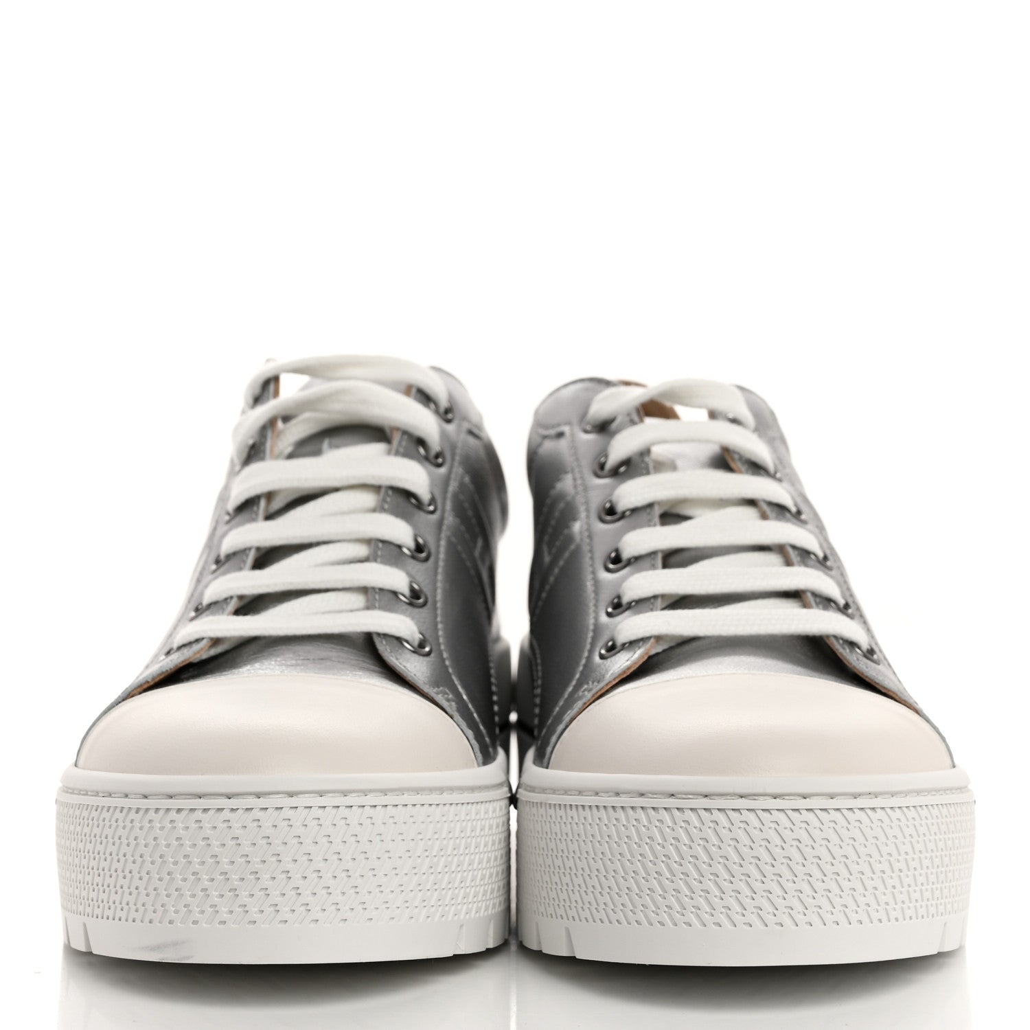 Hermes Metallic Madame Calfskin Womens Voltage Sneakers 39 Gris Argente 2 of 9