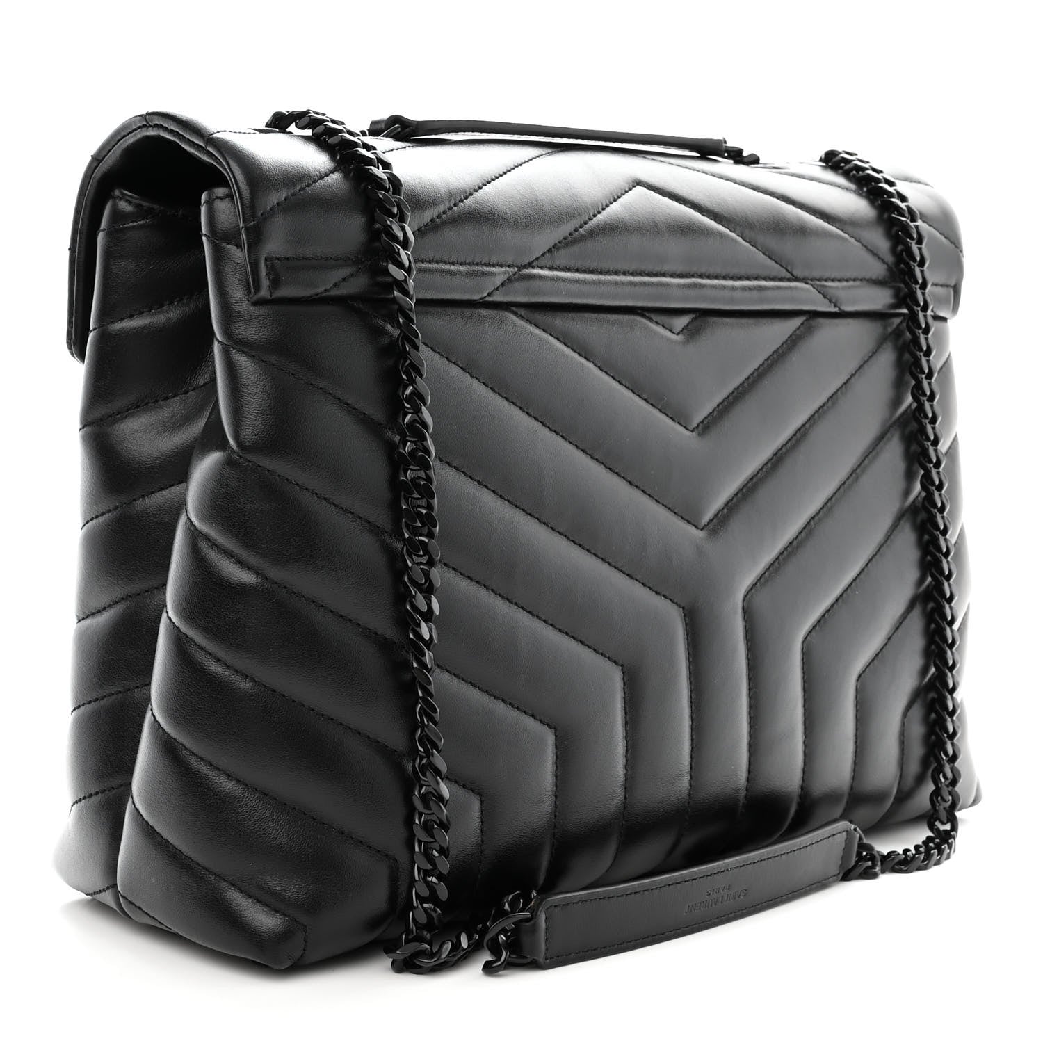 Saint Laurent Calfskin Y Quilted Monogram Monochrome Medium Loulou Chain Satchel Black 3 of 10