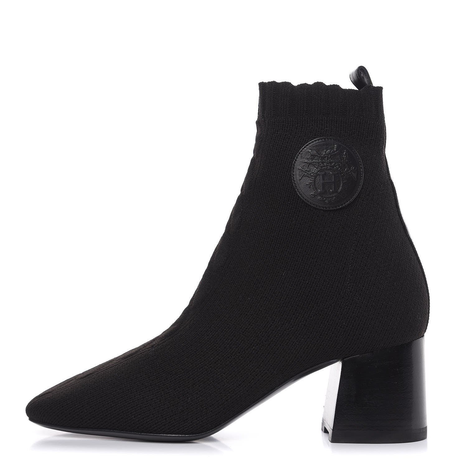 Hermes Knit Calfskin Volver Ankle Boots 36 Black 1 of 8