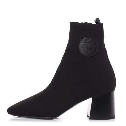 Hermes Knit Calfskin Volver Ankle Boots 36 Black 1 of 8