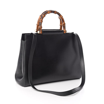 Gucci Nappa Bamboo Medium Nymphaea Top Handle Bag Black 3 of 11