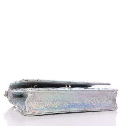 Chanel Iridescent Goatskin Quilted Wallet On Chain WOC Silver 4 of 11