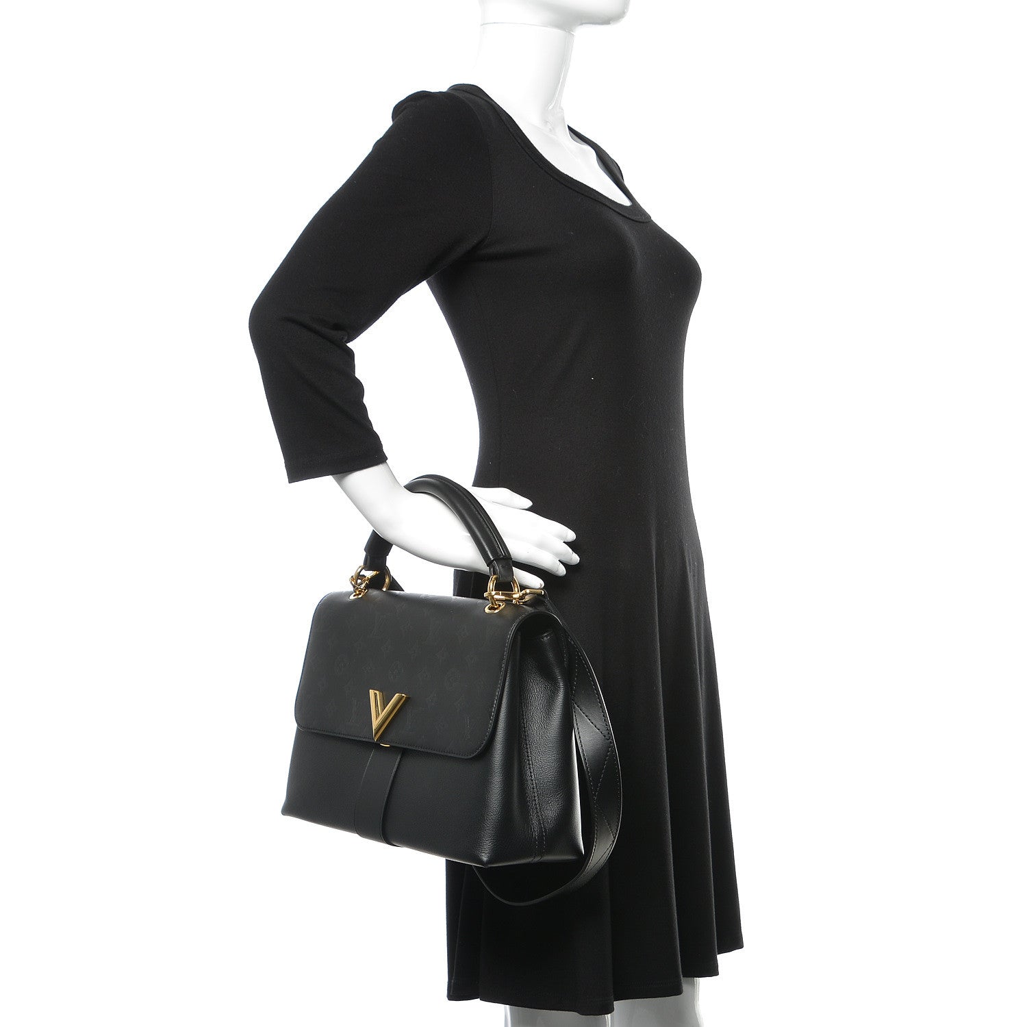 Louis Vuitton Calfskin Monogram Very One Handle Black 3 of 13