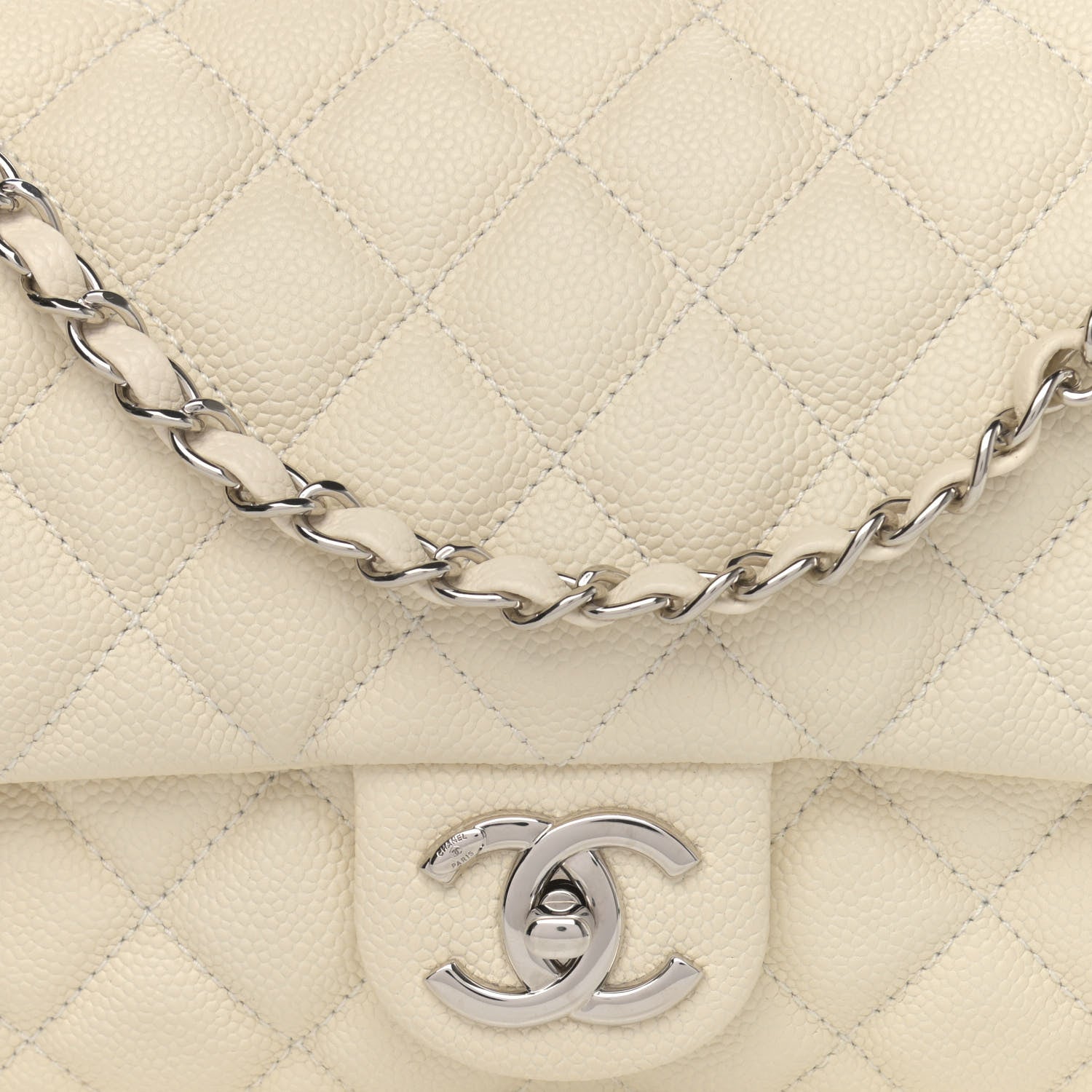 Chanel Caviar Quilted Jumbo Easy Flap Dark White 8 of 13