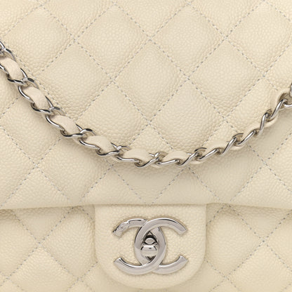 Chanel Caviar Quilted Jumbo Easy Flap Dark White 8 of 13