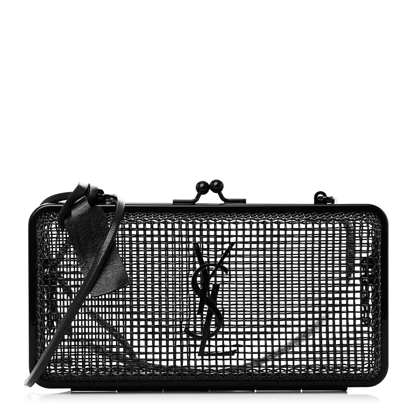 Brass Lambskin Monogram Cassandre Cage Bag Black